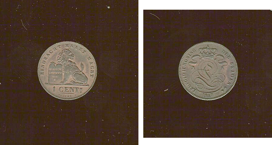 BELGIQUE 1 Centime lion monogramme de Léopold II 1887 SPL